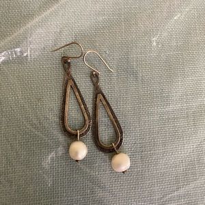 Silpada Pearl and sterling silver dangle earrings